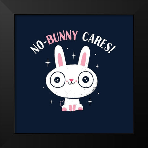 No Bunny Cares Black Modern Wood Framed Art Print by Buxton, Michael