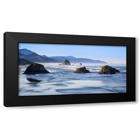 Cannon Beach Black Modern Wood Framed Art Print with Double Matting by Broom, Michael