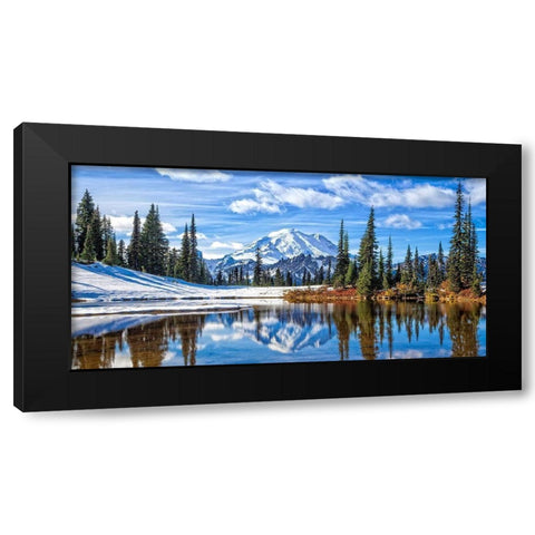 Mt. Rainier Vista Black Modern Wood Framed Art Print with Double Matting by Broom, Michael