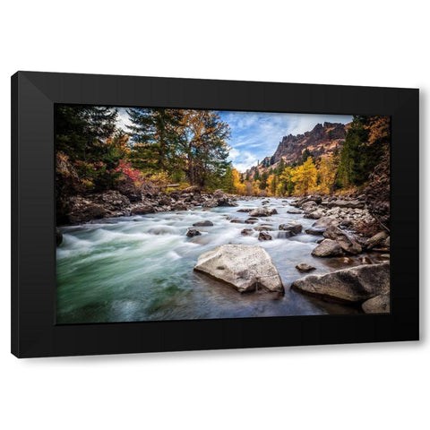 Teton River Rush Black Modern Wood Framed Art Print with Double Matting by Broom, Michael