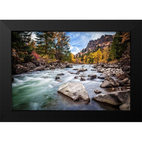 Teton River Rush Black Modern Wood Framed Art Print by Broom, Michael