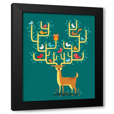 Antler City Black Modern Wood Framed Art Print by Buxton, Michael