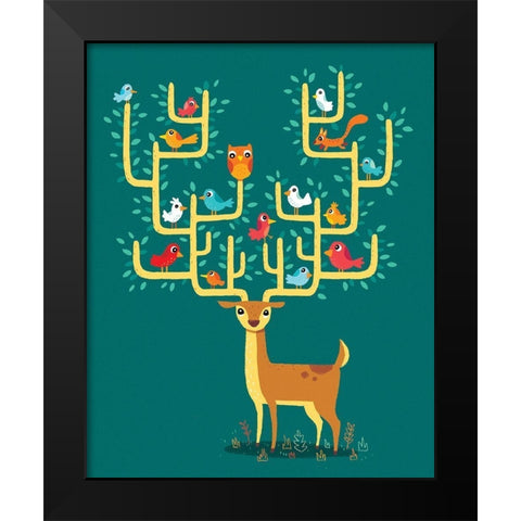Antler City Black Modern Wood Framed Art Print by Buxton, Michael