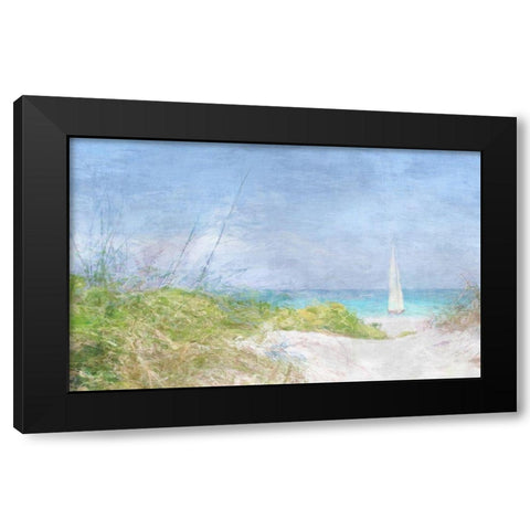 Solitary Yacht Black Modern Wood Framed Art Print by Bay, Noah