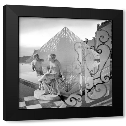 Louvre Chateau 1 Black Modern Wood Framed Art Print with Double Matting by Blaustein, Alan