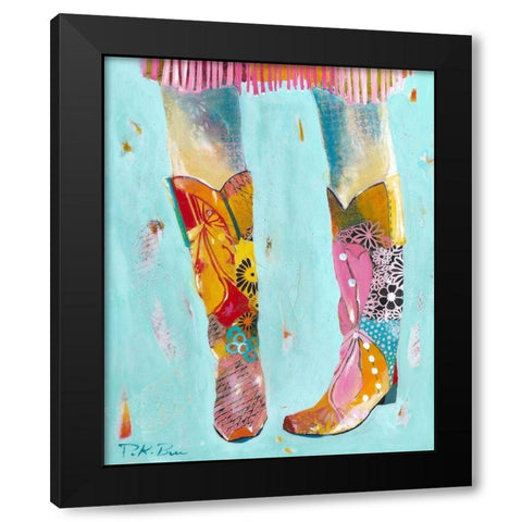 Cowgirl Boots Black Modern Wood Framed Art Print by Beer, Pamela K.