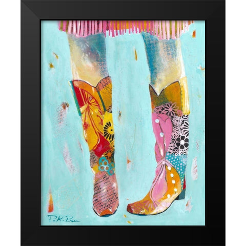 Cowgirl Boots Black Modern Wood Framed Art Print by Beer, Pamela K.