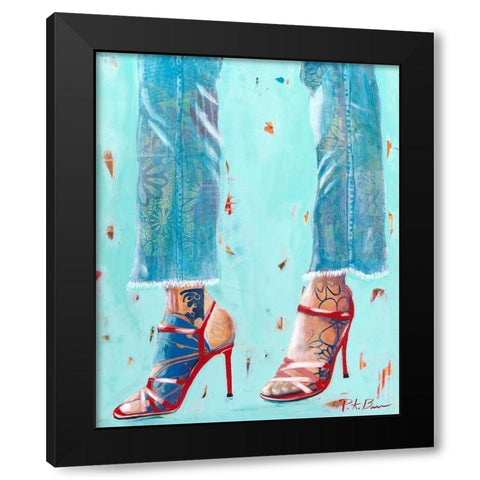 Red Heels Black Modern Wood Framed Art Print by Beer, Pamela K.