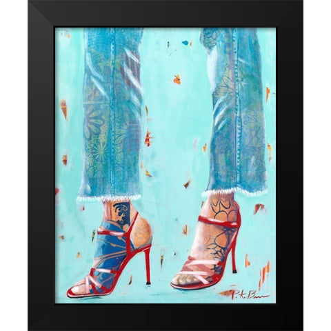 Red Heels Black Modern Wood Framed Art Print by Beer, Pamela K.