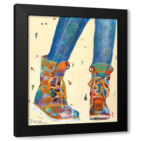 Hiking Boots Black Modern Wood Framed Art Print with Double Matting by Beer, Pamela K.