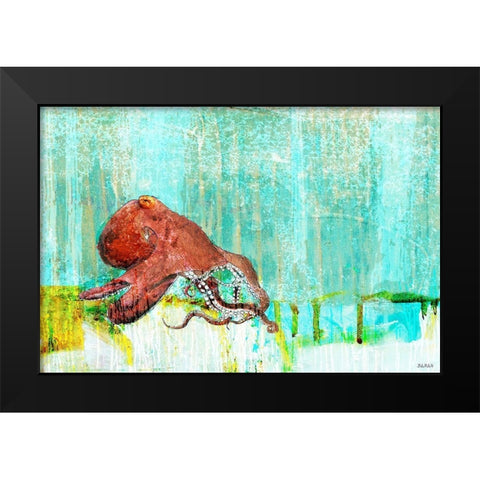 HeÃ¢â‚¬â„¢s on the Run Black Modern Wood Framed Art Print by Baran, John