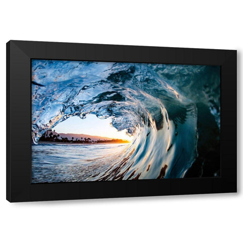 Wave 11 Black Modern Wood Framed Art Print with Double Matting by Baran, John