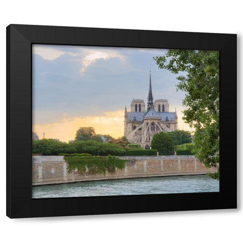 Notre Dame - View from the Seine Black Modern Wood Framed Art Print by Blaustein, Alan