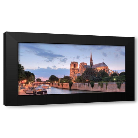River View - Notre Dame Black Modern Wood Framed Art Print with Double Matting by Blaustein, Alan
