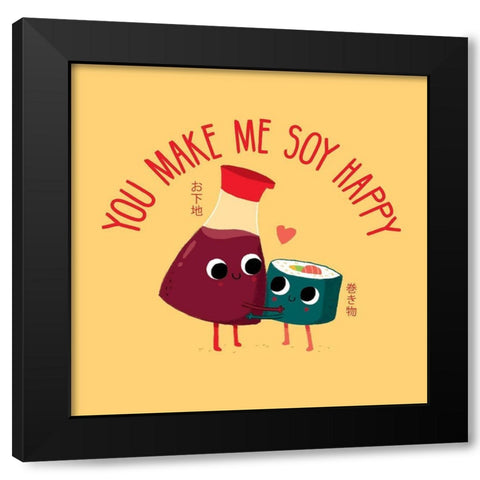 Soy Happy Black Modern Wood Framed Art Print with Double Matting by Buxton, Michael