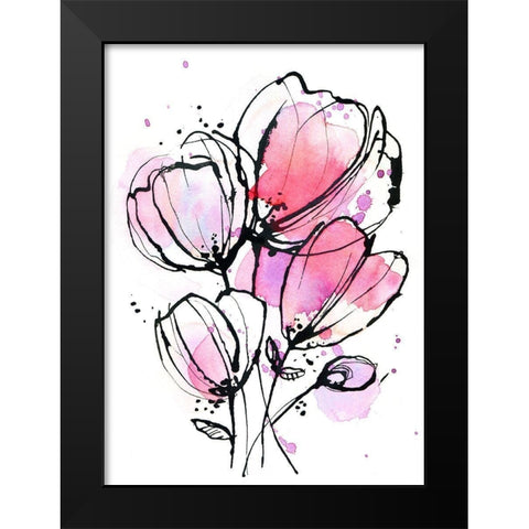 Pink Mod 1 Black Modern Wood Framed Art Print by Binkin, Lesia