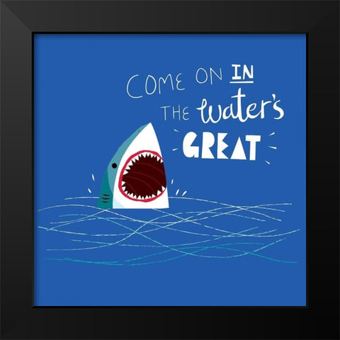 Great Advice Shark Black Modern Wood Framed Art Print by Buxton, Michael
