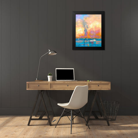 Evening On The Bay Black Modern Wood Framed Art Print by Bruniany, Kasia