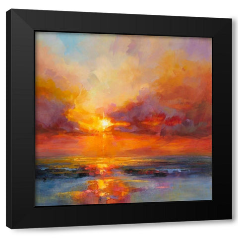 Evening Sparkle Black Modern Wood Framed Art Print with Double Matting by Bruniany, Kasia