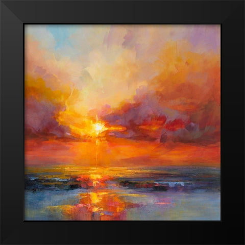 Evening Sparkle Black Modern Wood Framed Art Print by Bruniany, Kasia