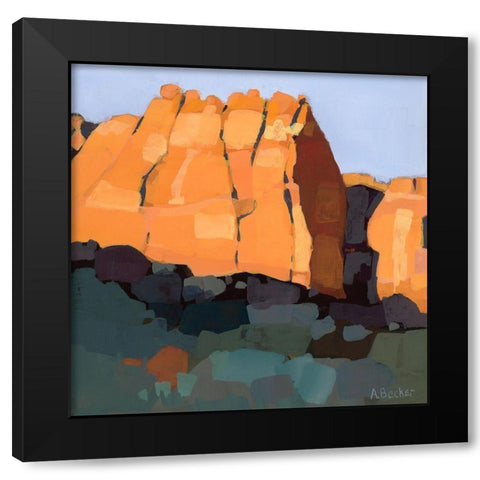 Red Rock Black Modern Wood Framed Art Print by Becker, Anne