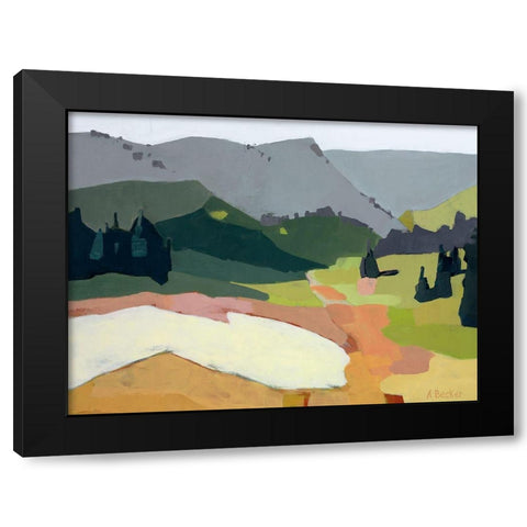 Snow Patch Black Modern Wood Framed Art Print with Double Matting by Becker, Anne