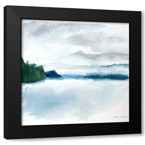 Shades of Blue Black Modern Wood Framed Art Print by Blaise, Tiffany