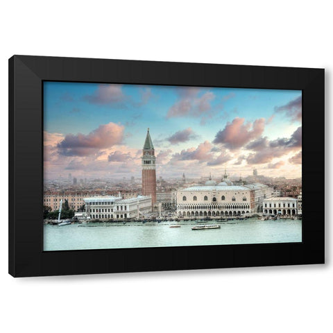 Piazza San Marco Panoramic Vista #1 Black Modern Wood Framed Art Print with Double Matting by Blaustein, Alan
