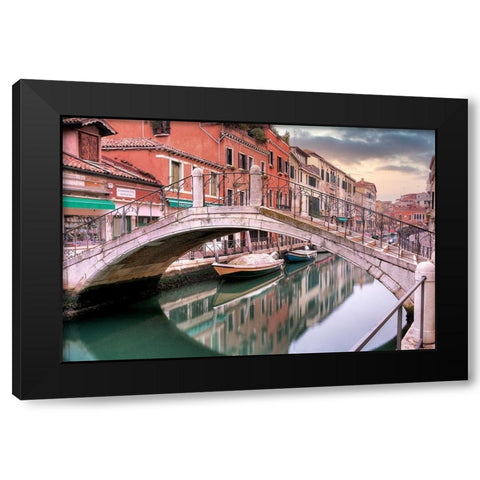 Venetian Canale #17 Black Modern Wood Framed Art Print with Double Matting by Blaustein, Alan