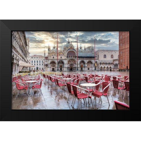 Piazza San Marco At Sunrise #14 Black Modern Wood Framed Art Print by Blaustein, Alan