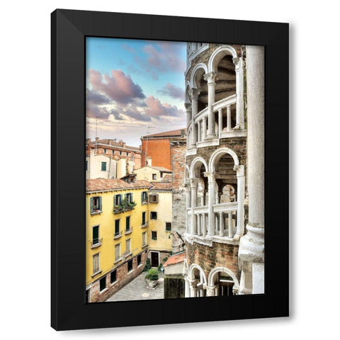 Scala Contarini del Bovolo #2 Black Modern Wood Framed Art Print with Double Matting by Blaustein, Alan