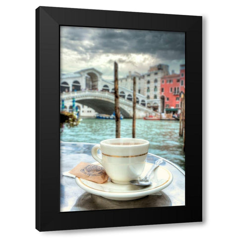 Caffe Rialto Bridge #1 Black Modern Wood Framed Art Print with Double Matting by Blaustein, Alan