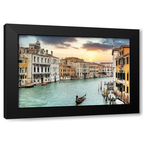 Gran Canal Vista At Dusk #10 Black Modern Wood Framed Art Print with Double Matting by Blaustein, Alan