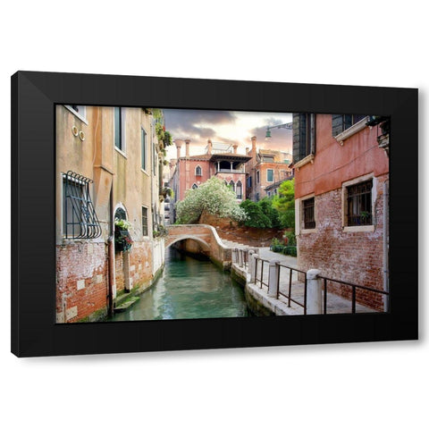 Venetian Canale #9 Black Modern Wood Framed Art Print with Double Matting by Blaustein, Alan