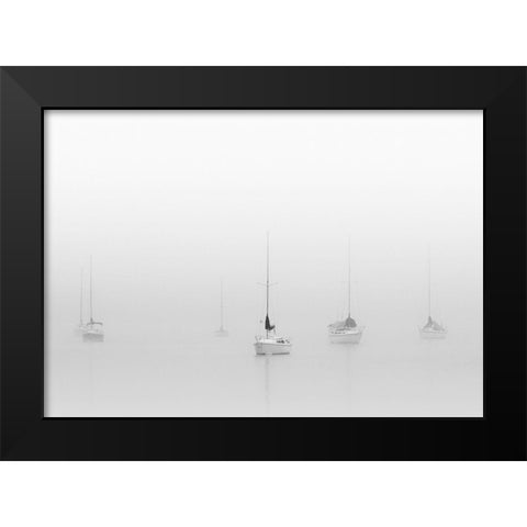 Six Moored Sailboats Black Modern Wood Framed Art Print by Bell, Nicholas