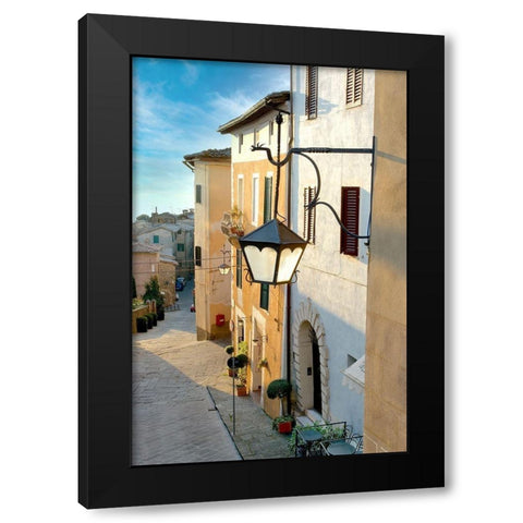 Montalcino Street Lamp #1 Black Modern Wood Framed Art Print with Double Matting by Blaustein, Alan