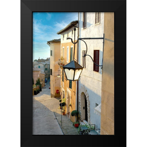 Montalcino Street Lamp #1 Black Modern Wood Framed Art Print by Blaustein, Alan