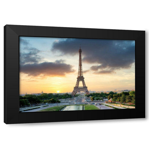 Eiffel Tower Sunset Black Modern Wood Framed Art Print by Blaustein, Alan