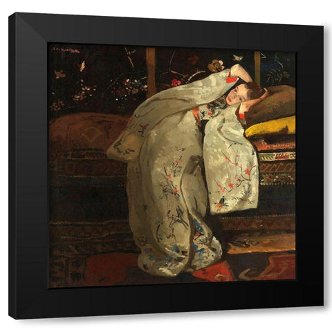 Girl in a White Kimono, 1894 Black Modern Wood Framed Art Print by Breitner, George Hendrik