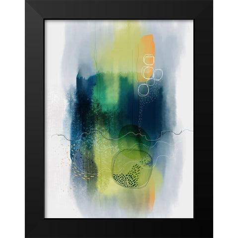 Misty Mountain Lake Black Modern Wood Framed Art Print by Banerjee, Ishita