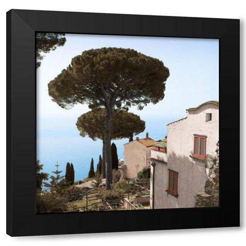 Amalfi Coastal Villas Black Modern Wood Framed Art Print with Double Matting by Blaustein, Alan
