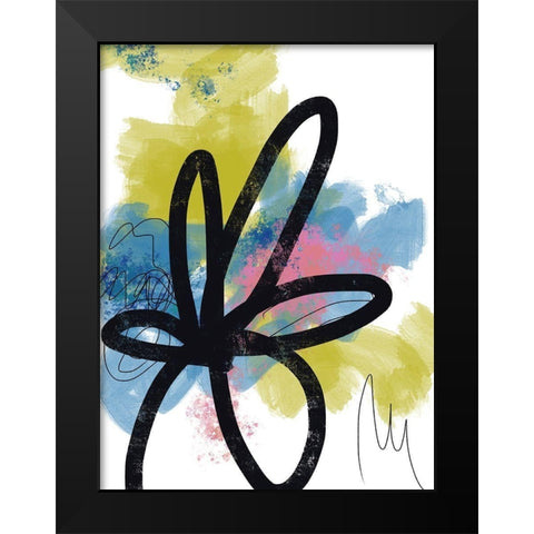 Pop Flower No. 1 Black Modern Wood Framed Art Print by Baker, Bronwyn