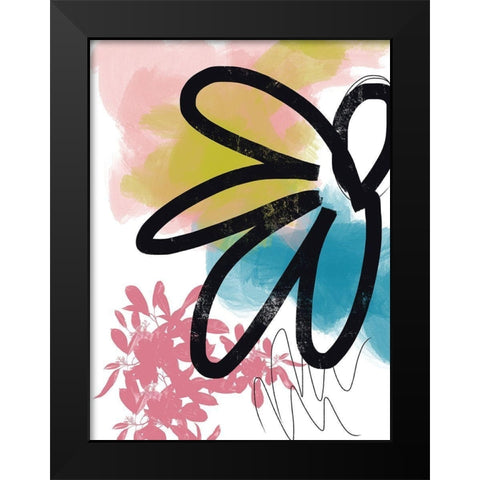 Pop Flower No. 2 Black Modern Wood Framed Art Print by Baker, Bronwyn