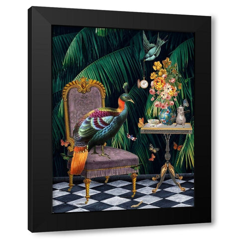 Tea Time Black Modern Wood Framed Art Print by Brothers, Erika C.