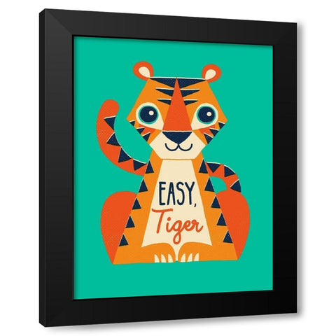 Easy Tiger Black Modern Wood Framed Art Print by Buxton, Michael