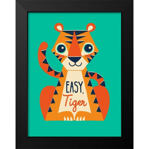 Easy Tiger Black Modern Wood Framed Art Print by Buxton, Michael