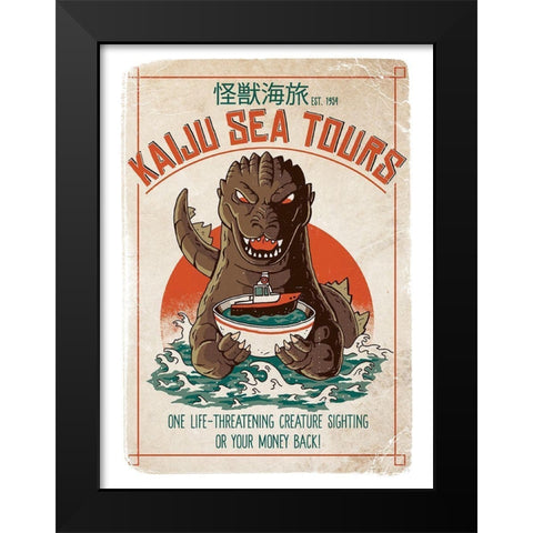 Kaiju Sea Tours Black Modern Wood Framed Art Print by Buxton, Michael