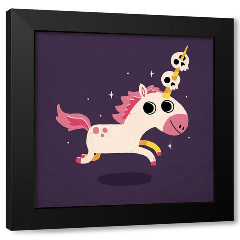 Unicorn of Death Black Modern Wood Framed Art Print by Buxton, Michael