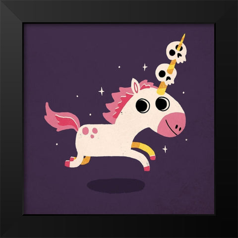 Unicorn of Death Black Modern Wood Framed Art Print by Buxton, Michael