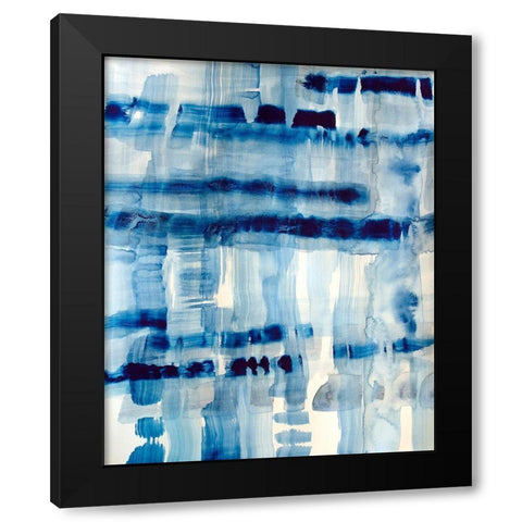 Indigo Stripes No. 1 Black Modern Wood Framed Art Print by Bainbridge, Hope